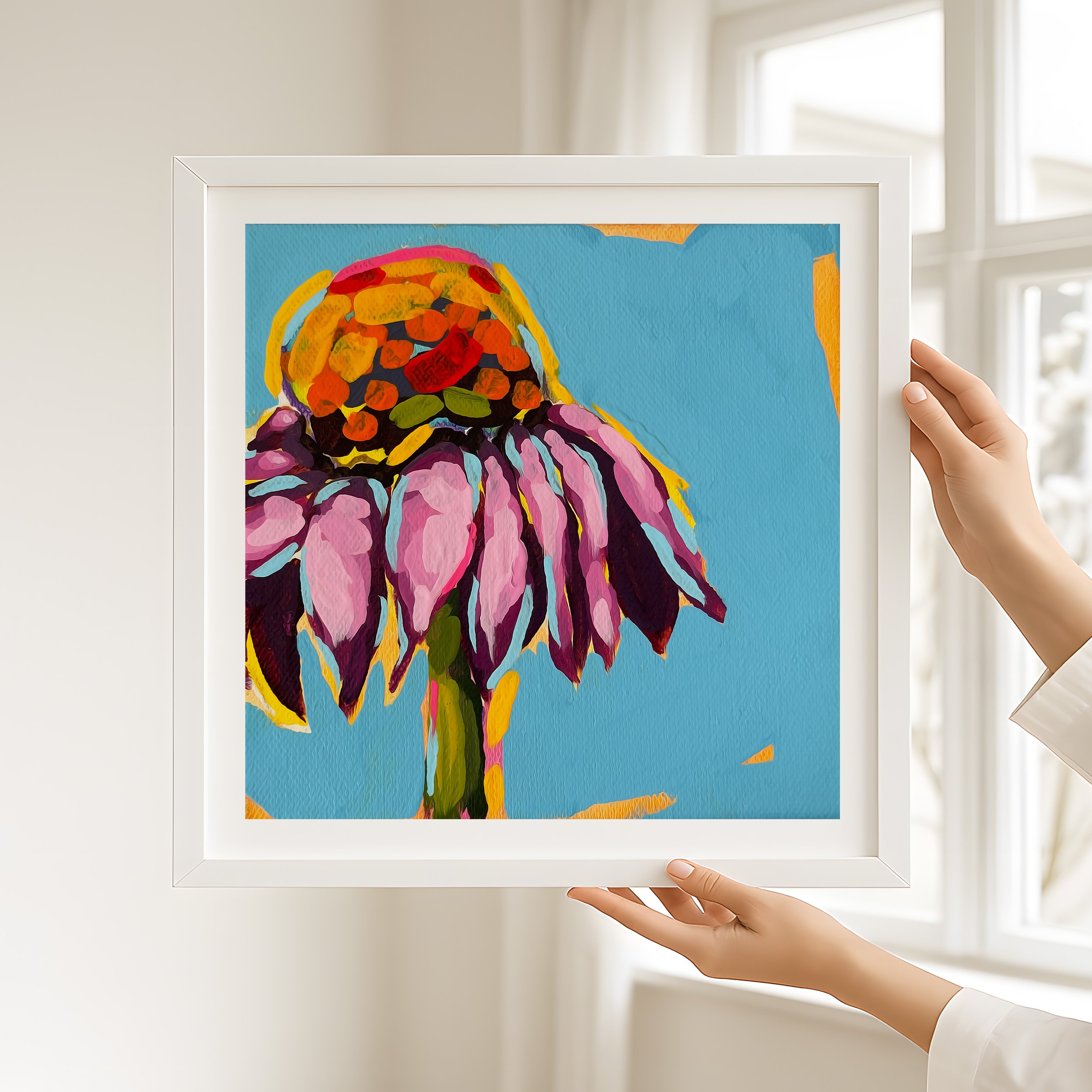 Lush Garden Delight: Expressive Purple Cone Flower Wall Art